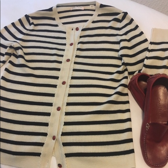 CHINTI & PARKER STRIPE WOOL KNIT CARDIGAN SWEATER - Picture 8 of 9